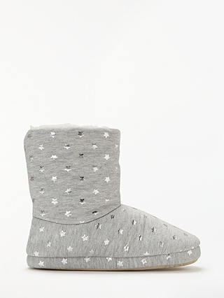 John Lewis & Partners Foil Star Boot Slippers, Grey