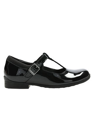 Clarks Children's Jamie Sky T-Bar School Shoes, Black Patent