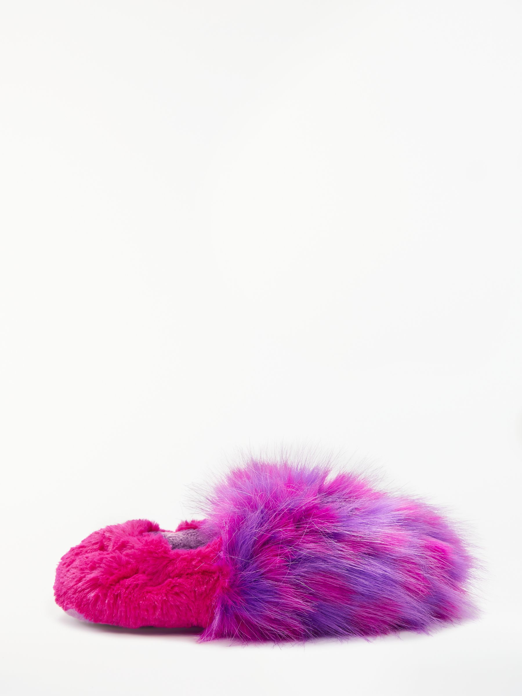 purple fluffy slippers