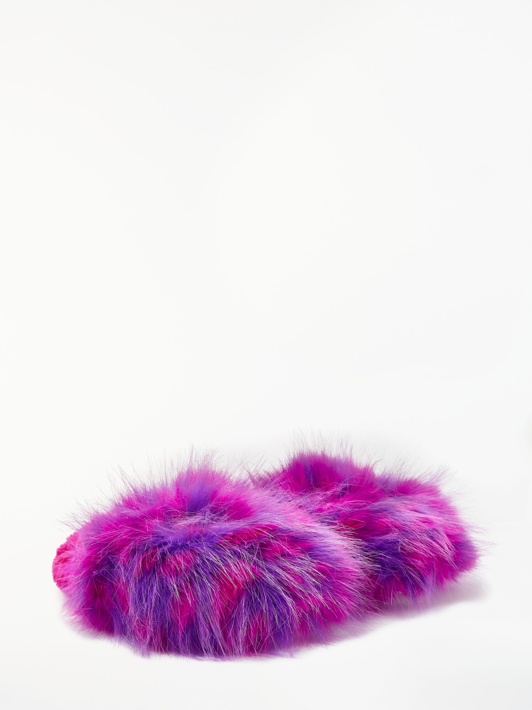 purple fluffy slippers