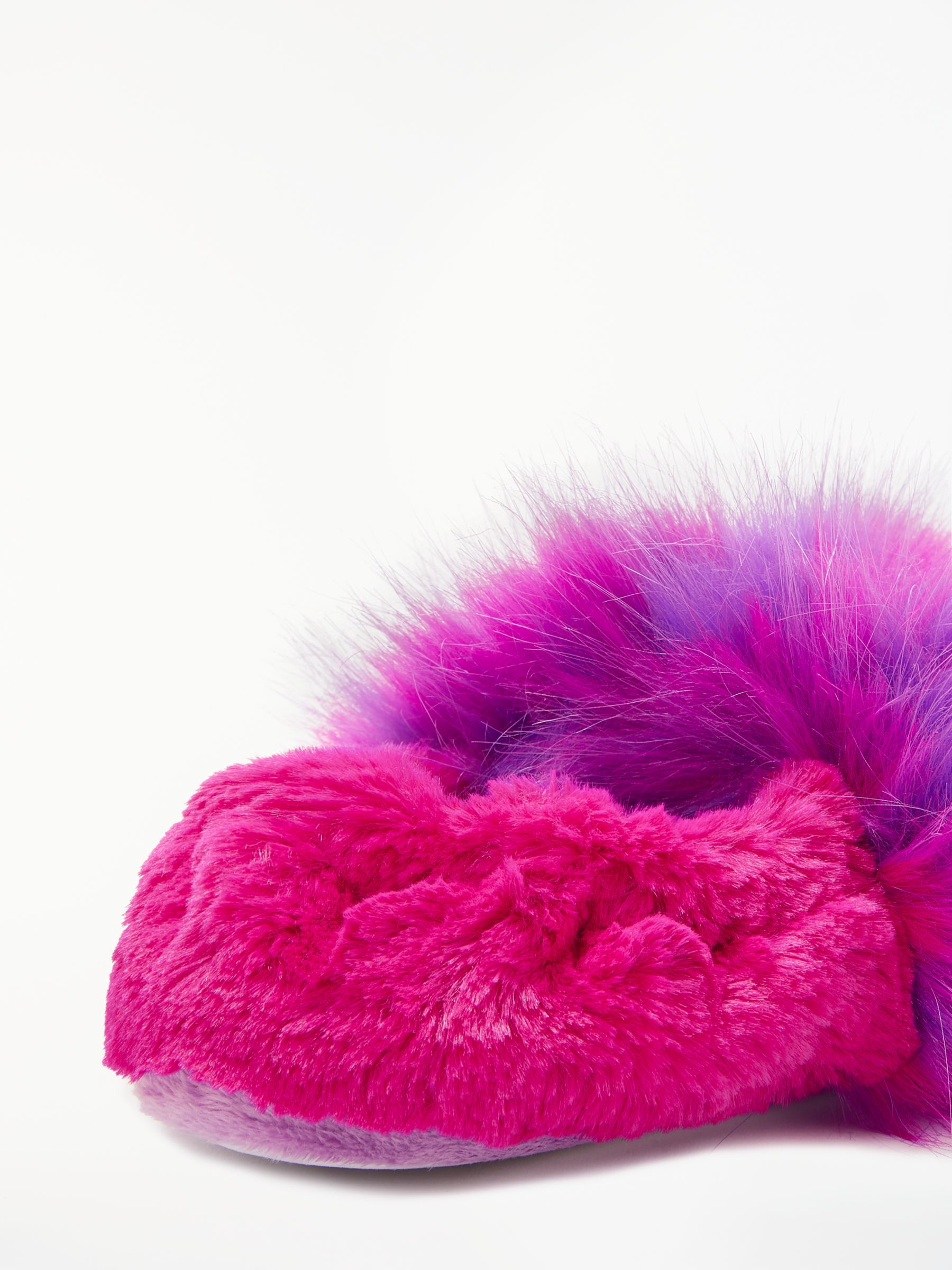 purple fluffy slippers