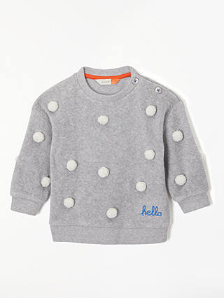 John Lewis & Partners Baby Organic Cotton Hello Sweatshirt, Grey