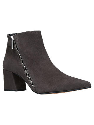 Carvela Signet Pointed Toe Ankle Boots, Grey Suede