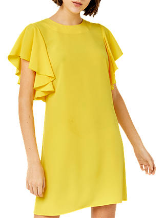 Warehouse Ruffle Sleeve Dress, Yellow