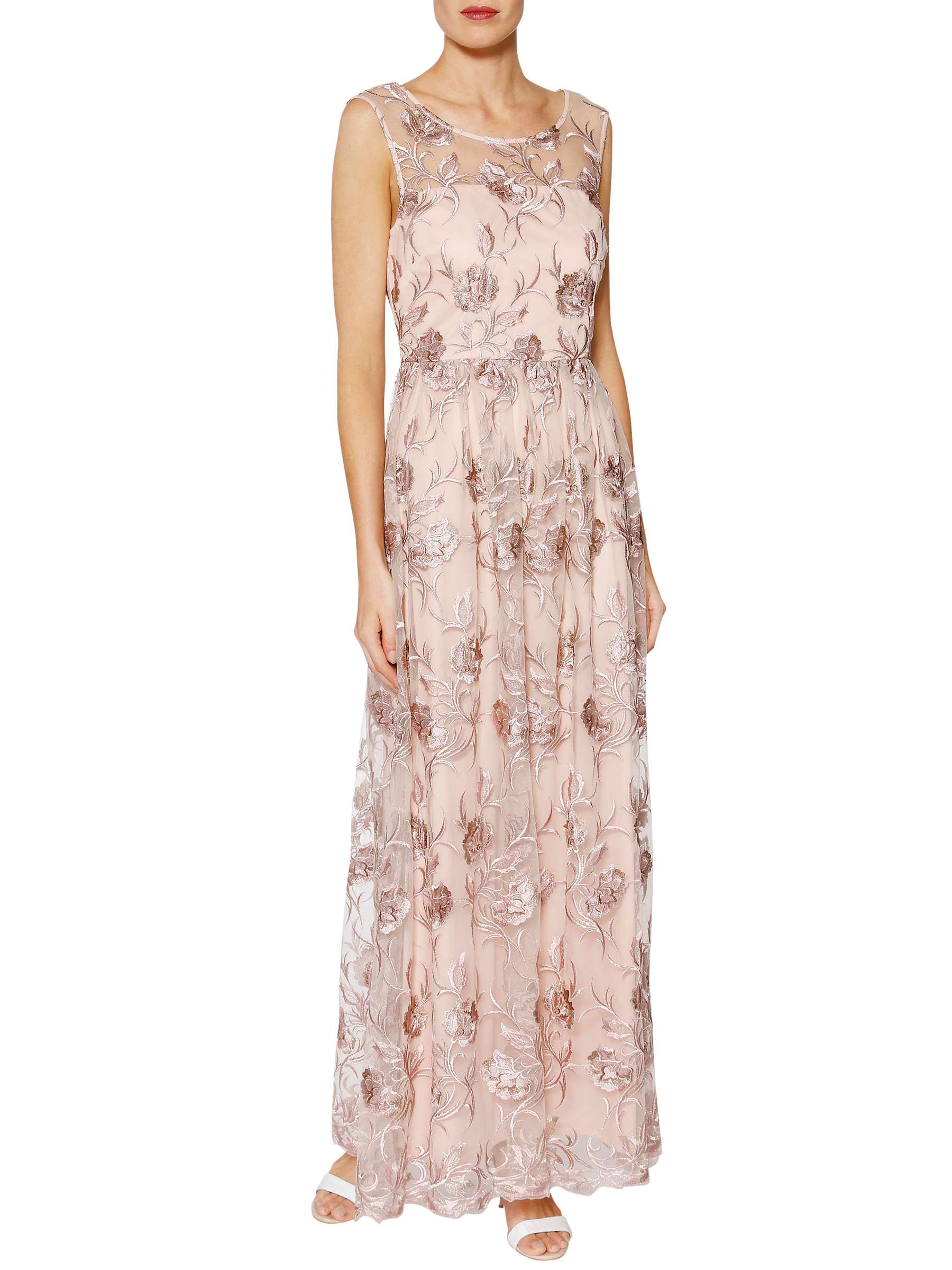 Buy Gina Bacconi Mandy Embroidered Maxi Dress, Pink Gold Online at johnlewis.com