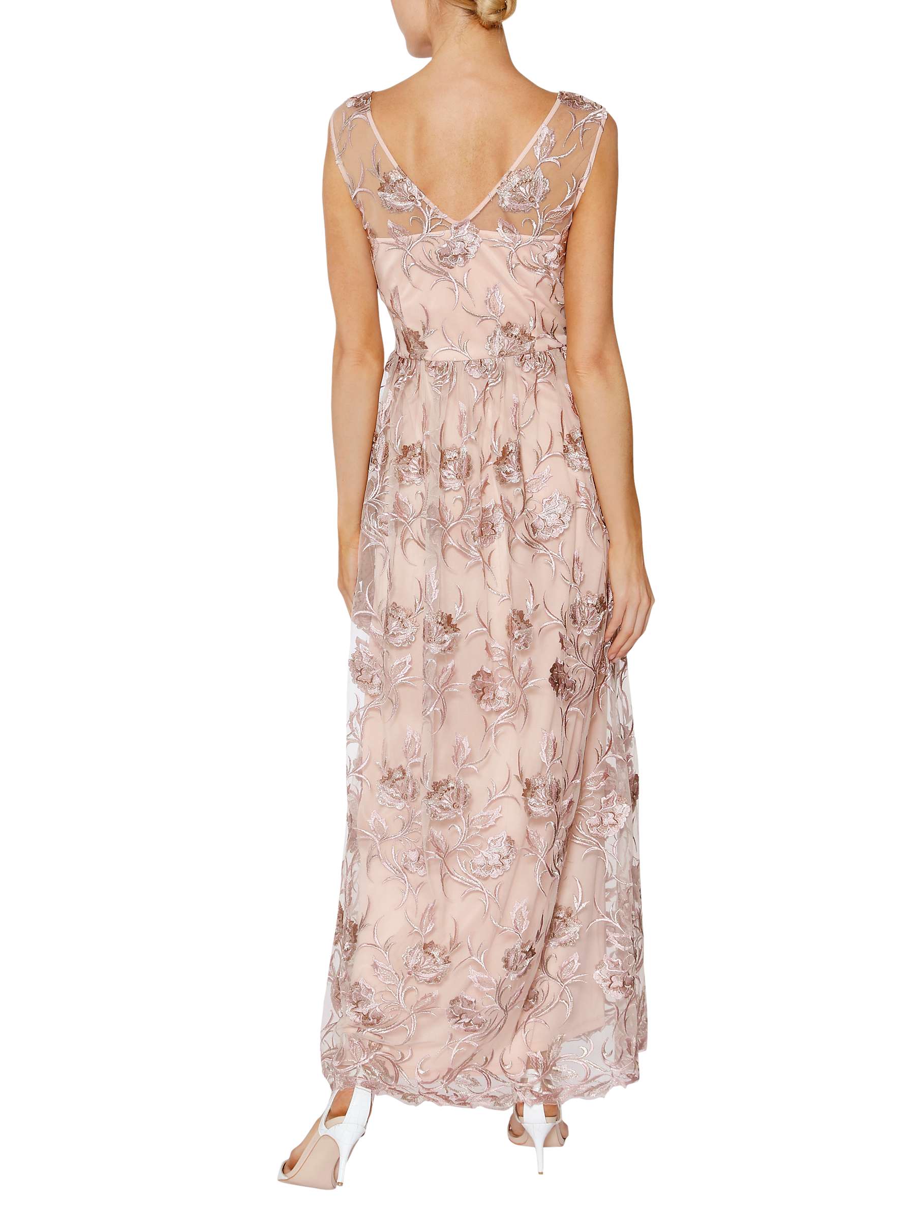 Buy Gina Bacconi Mandy Embroidered Maxi Dress, Pink Gold Online at johnlewis.com