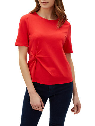 Jaeger Side Knot Detail Jersey Top, Red