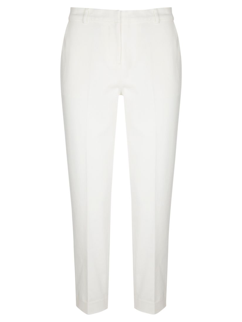 Mint Velvet Stretch Cotton Cropped Trousers, Ivory