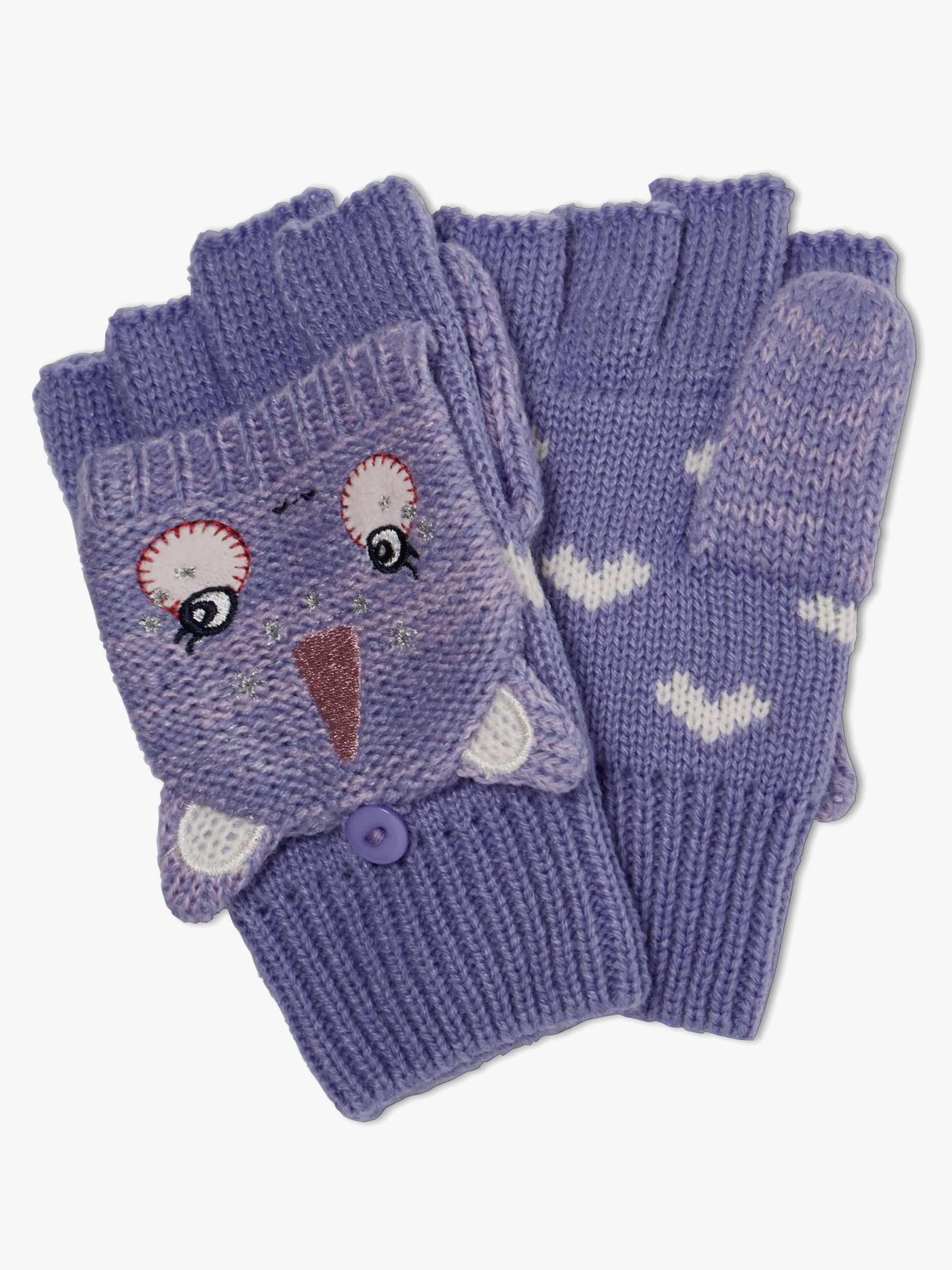 John Lewis & Partners Children's Unicorn Flip Top Gloves, Purple