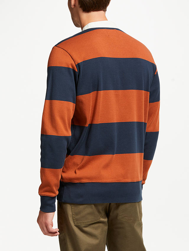 Long Sleeve Rugby Shirt Navy, Brown And Orange Rugby Shirt Mens