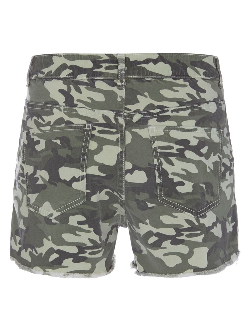 Mint Velvet Camouflage Shorts, Khaki