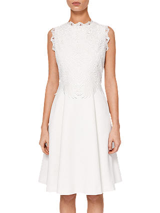 Ted Baker Lexiie Lace Bodice Structured Dress, Natural