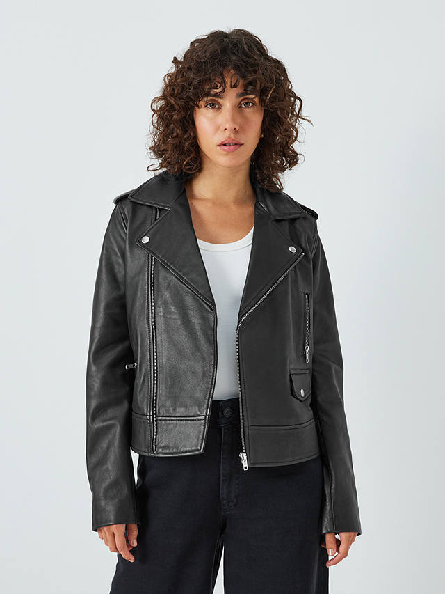 AND/OR Leather Biker Jacket, Black