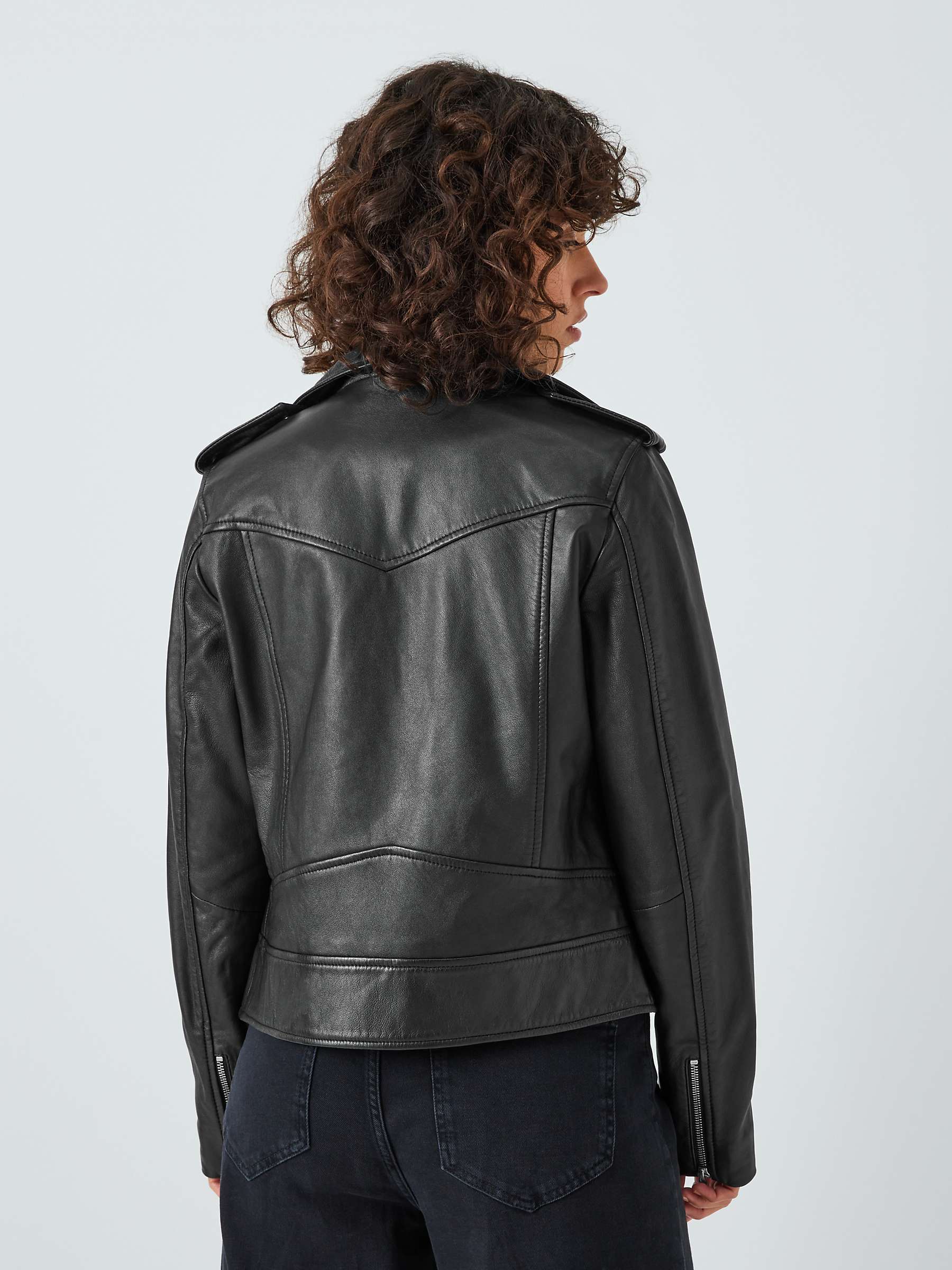 Buy AND/OR Leather Biker Jacket, Black Online at johnlewis.com