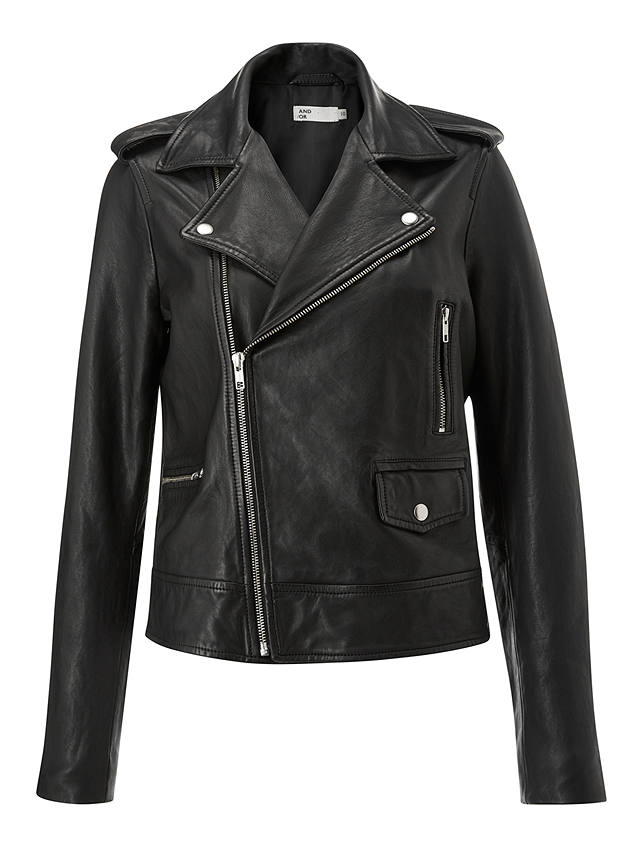 AND/OR Leather Biker Jacket, Black