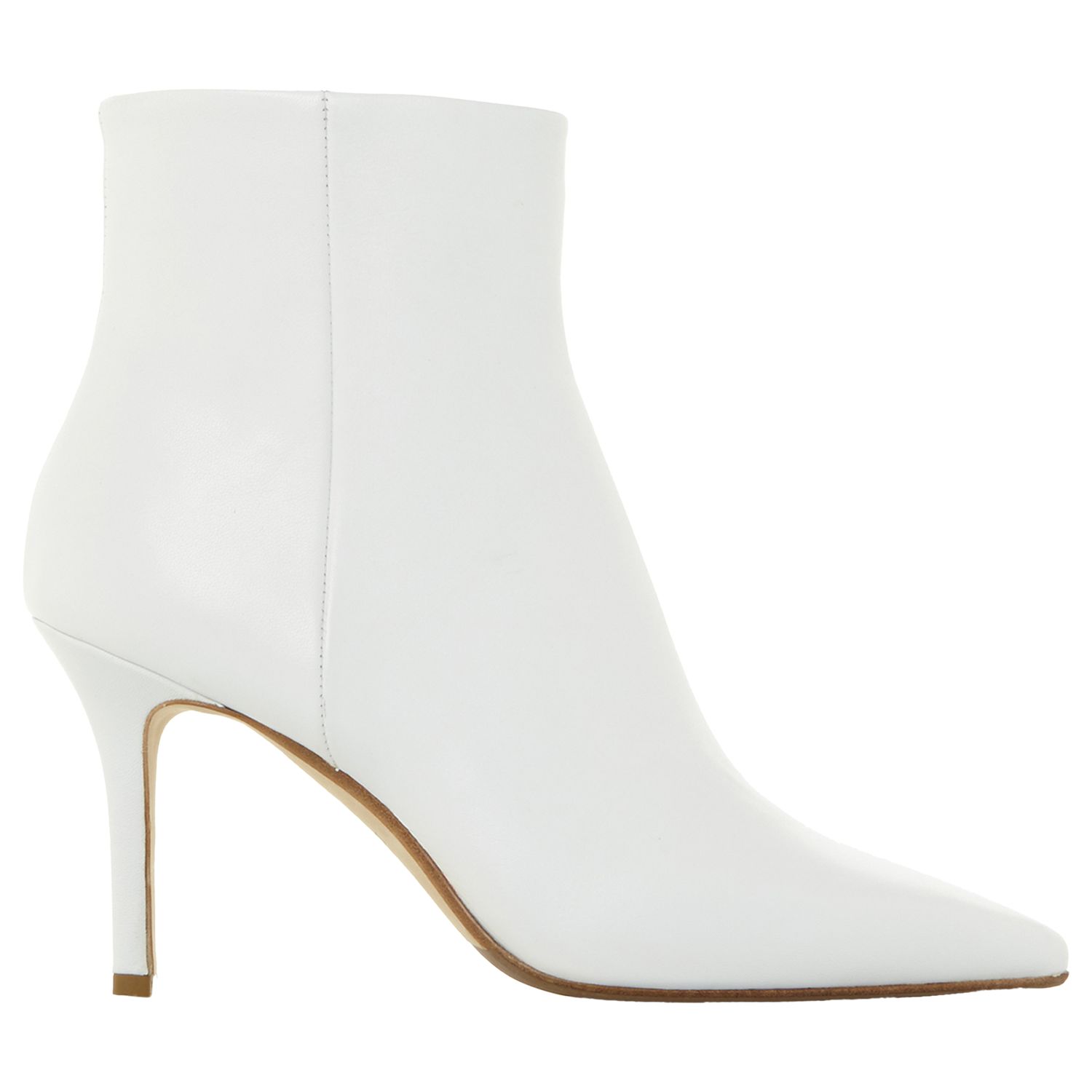 Dune Black O'Connor Stiletto Heel Ankle Boots, White Leather