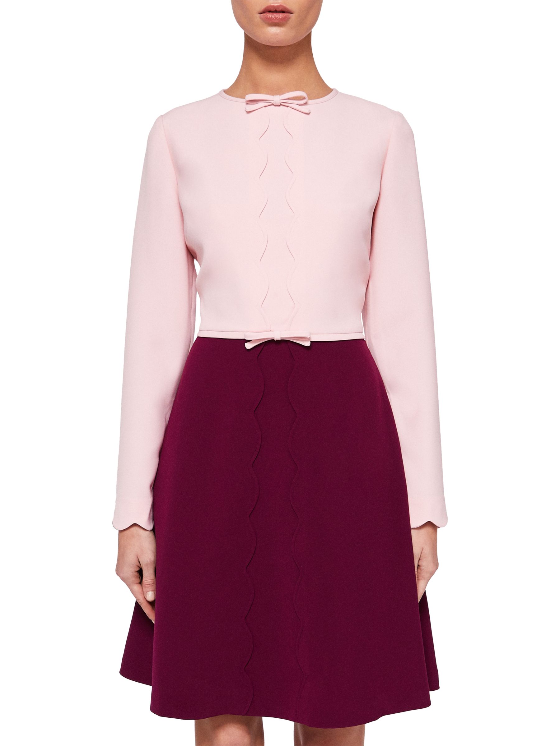 Ted Baker Preenna Scalloped Bow Detail Dress, Dusky Pink
