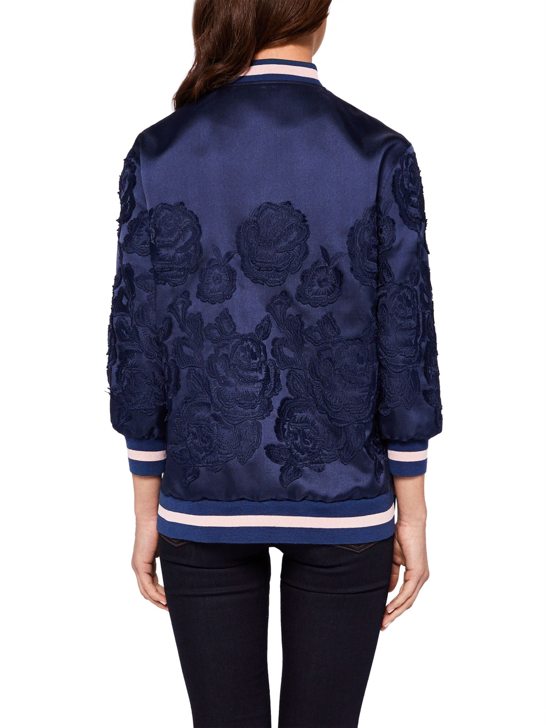 Ted Baker Mitsy Floral Jacquard Bomber Jacket, Navy