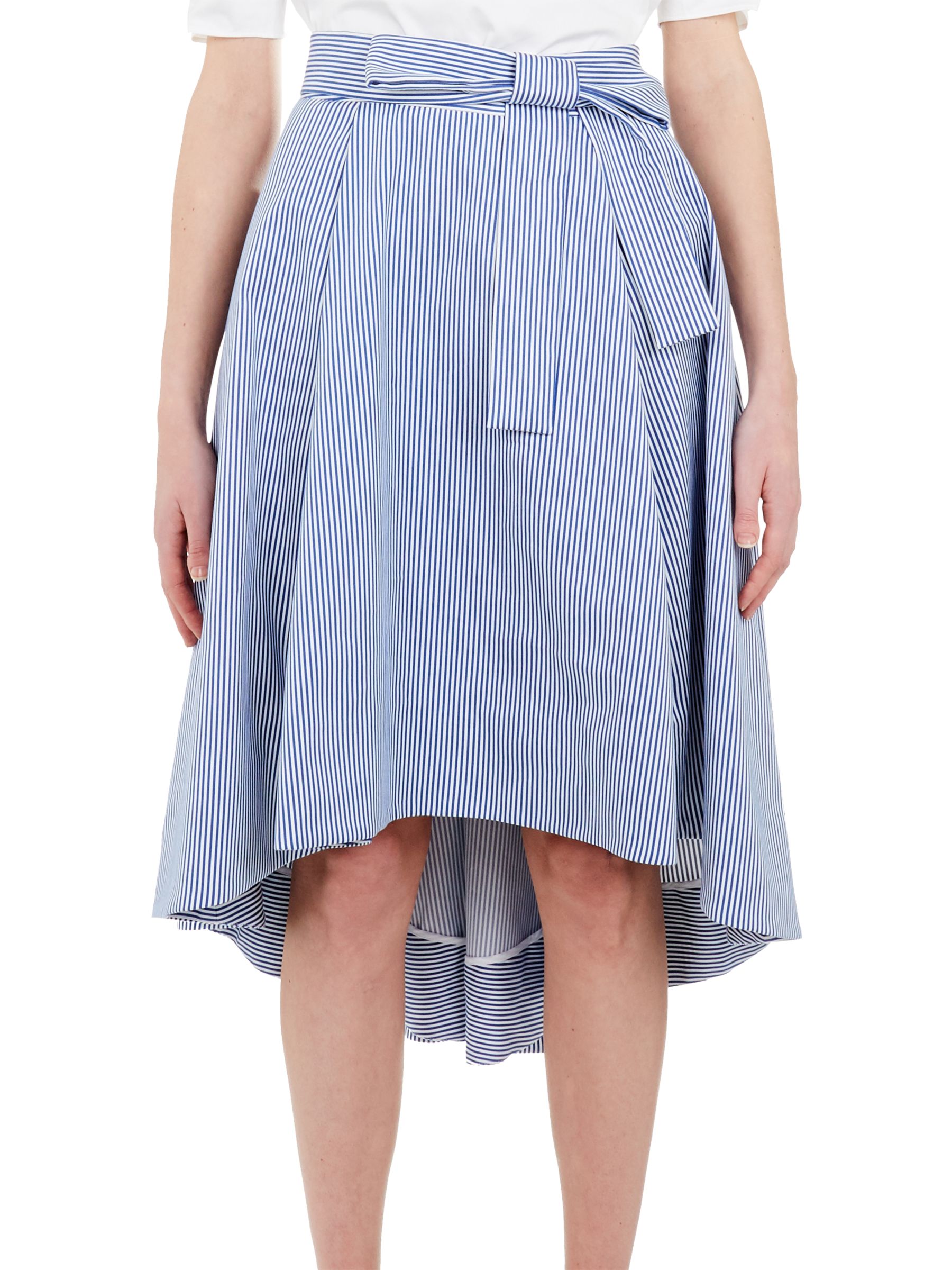 Ted Baker Stripe Drop Hem Cotton Skirt, White/Blue