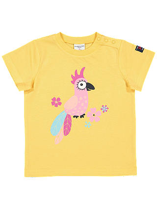 Polarn O. Pyret Baby GOTS Organic Cotton Graphic Parrot Print T-Shirt, Yellow