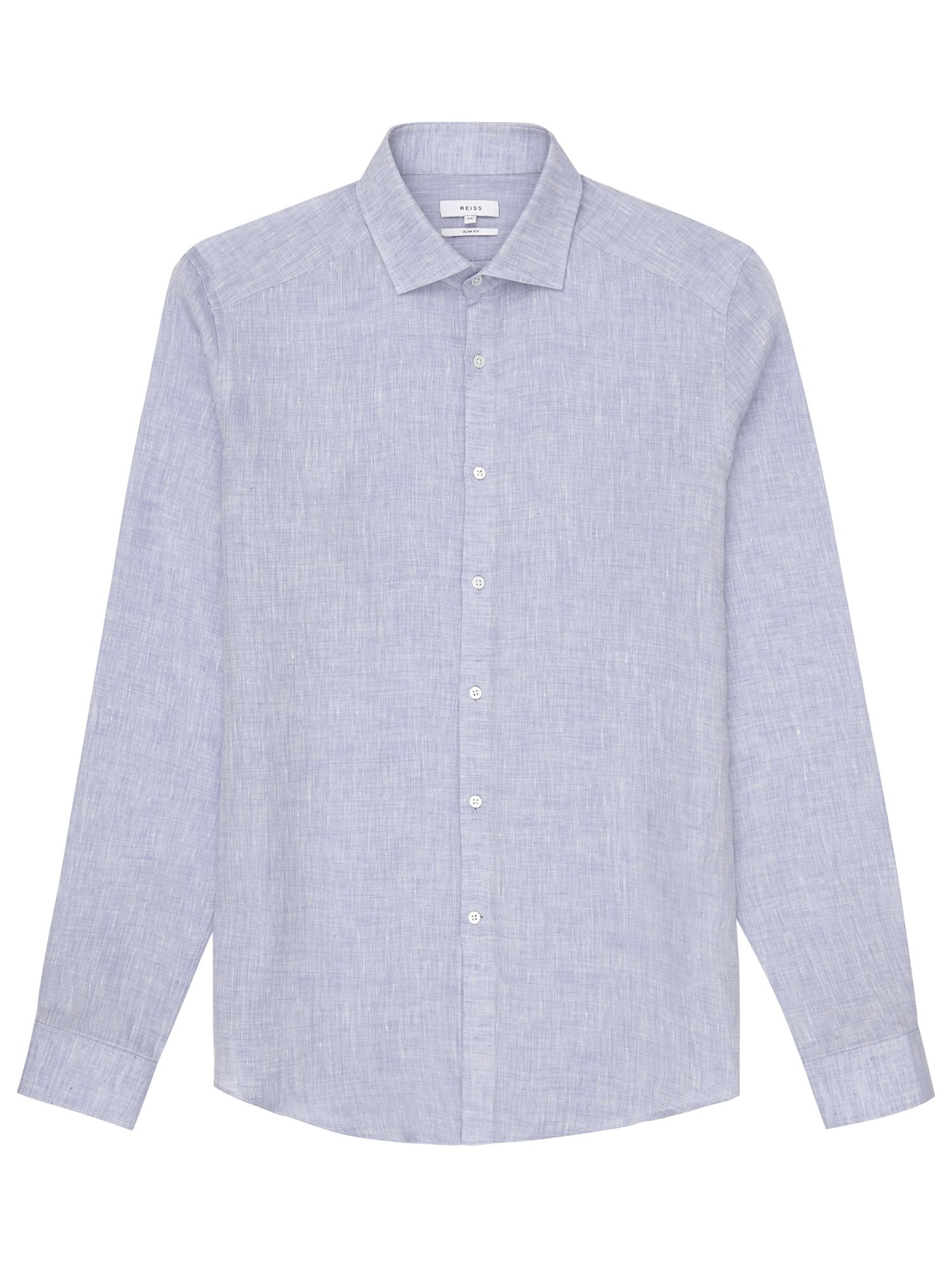 Reiss Perdu Regular Fit Textured Linen Shirt, Soft Blue