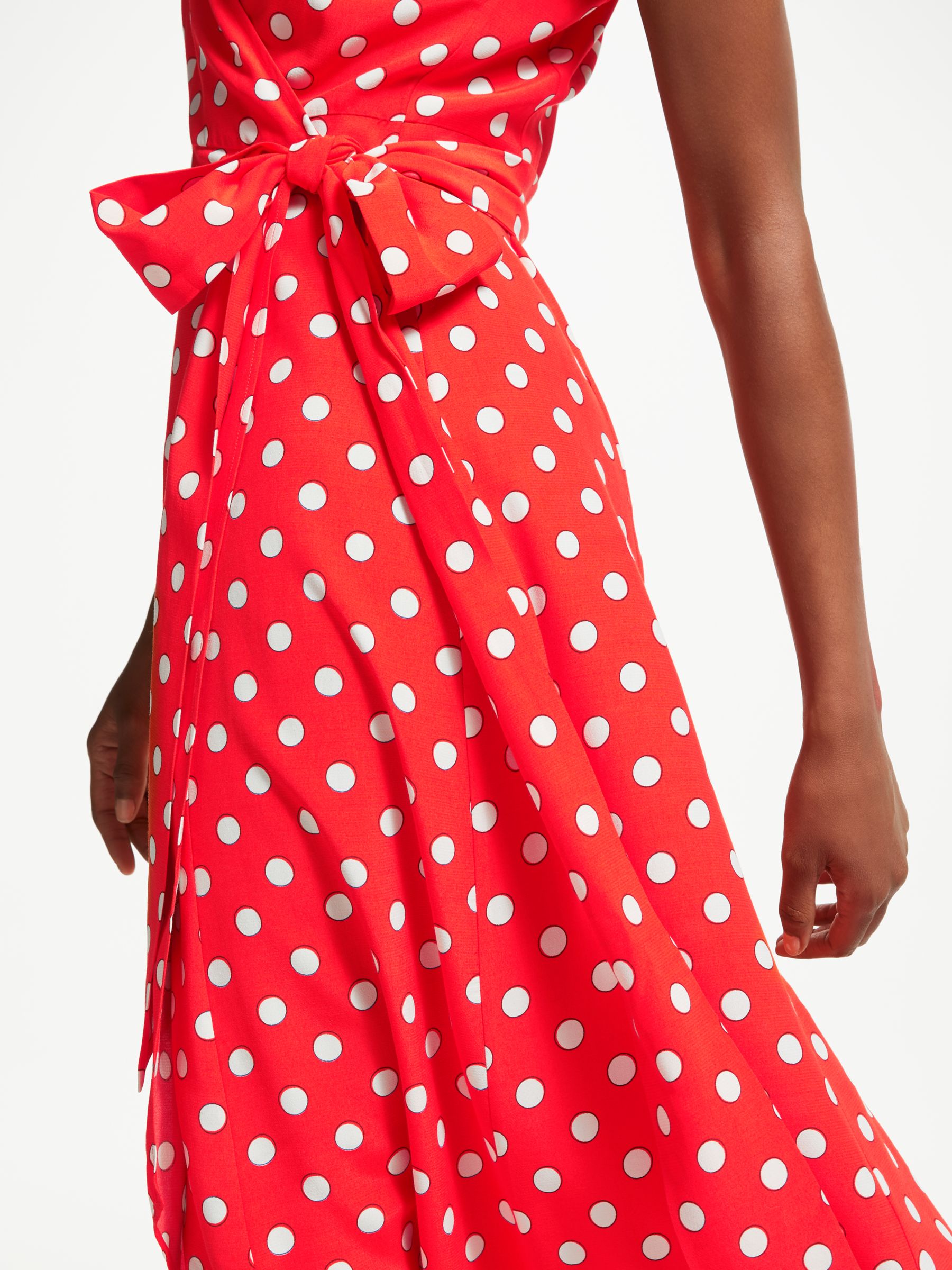 orange polka dot wrap dress