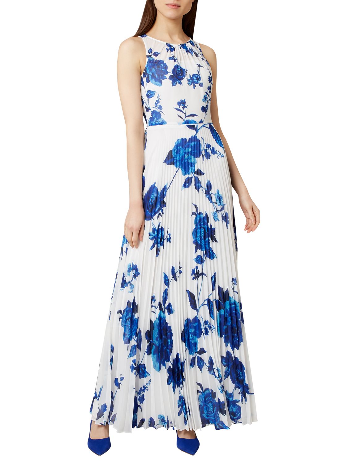 Hobbs Talia Maxi Dress, Ivory Blue at John Lewis & Partners