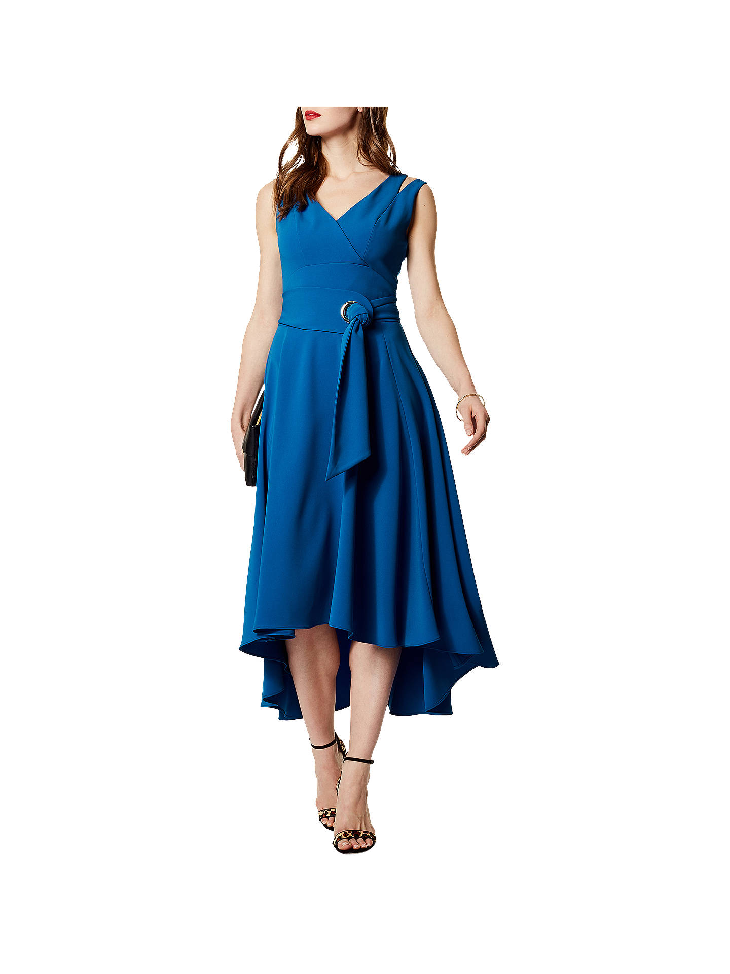 Karen Millen Belted Dress, Blue at John Lewis & Partners