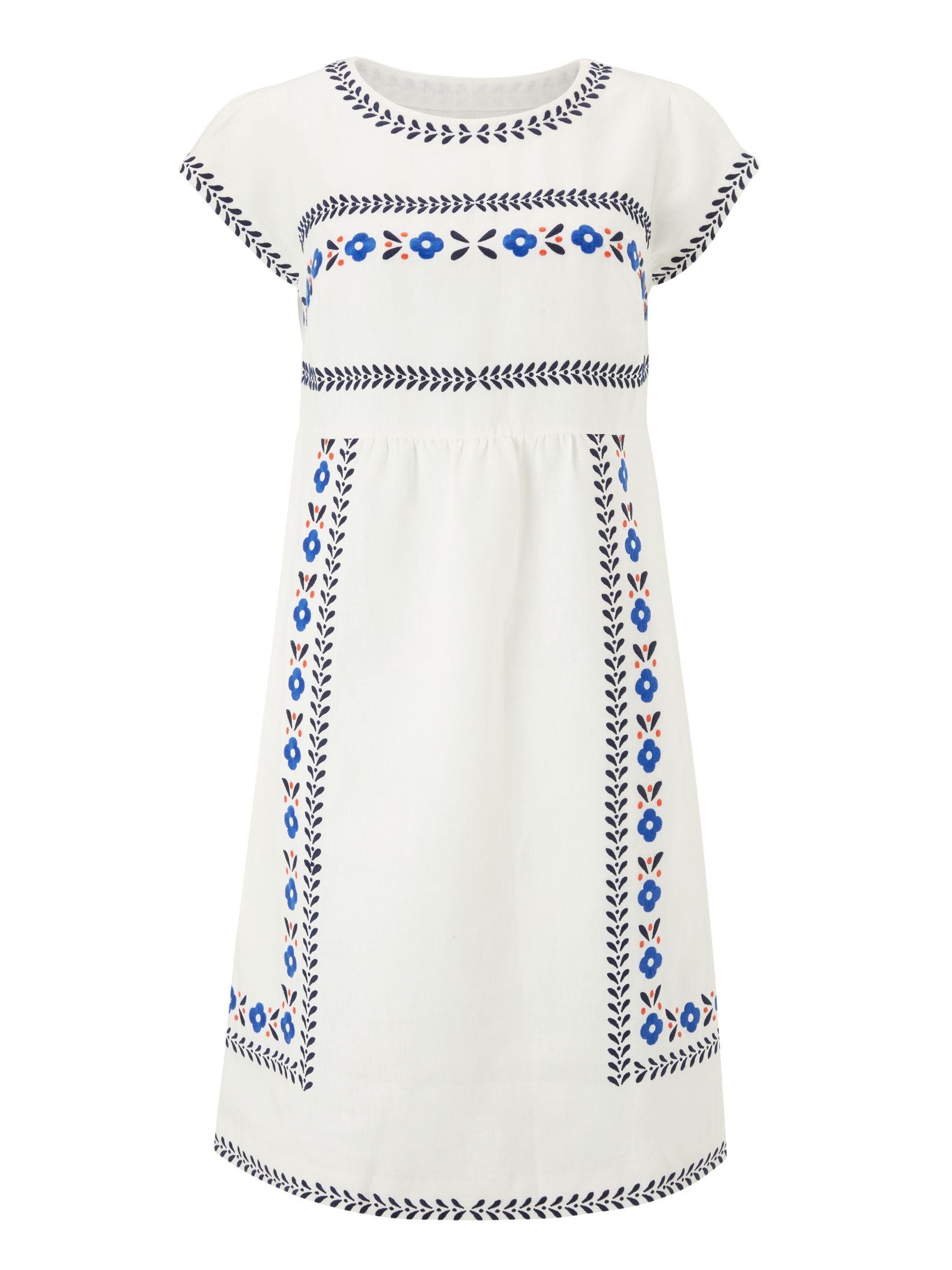 Boden Dora Embroidered Dress, Ivory