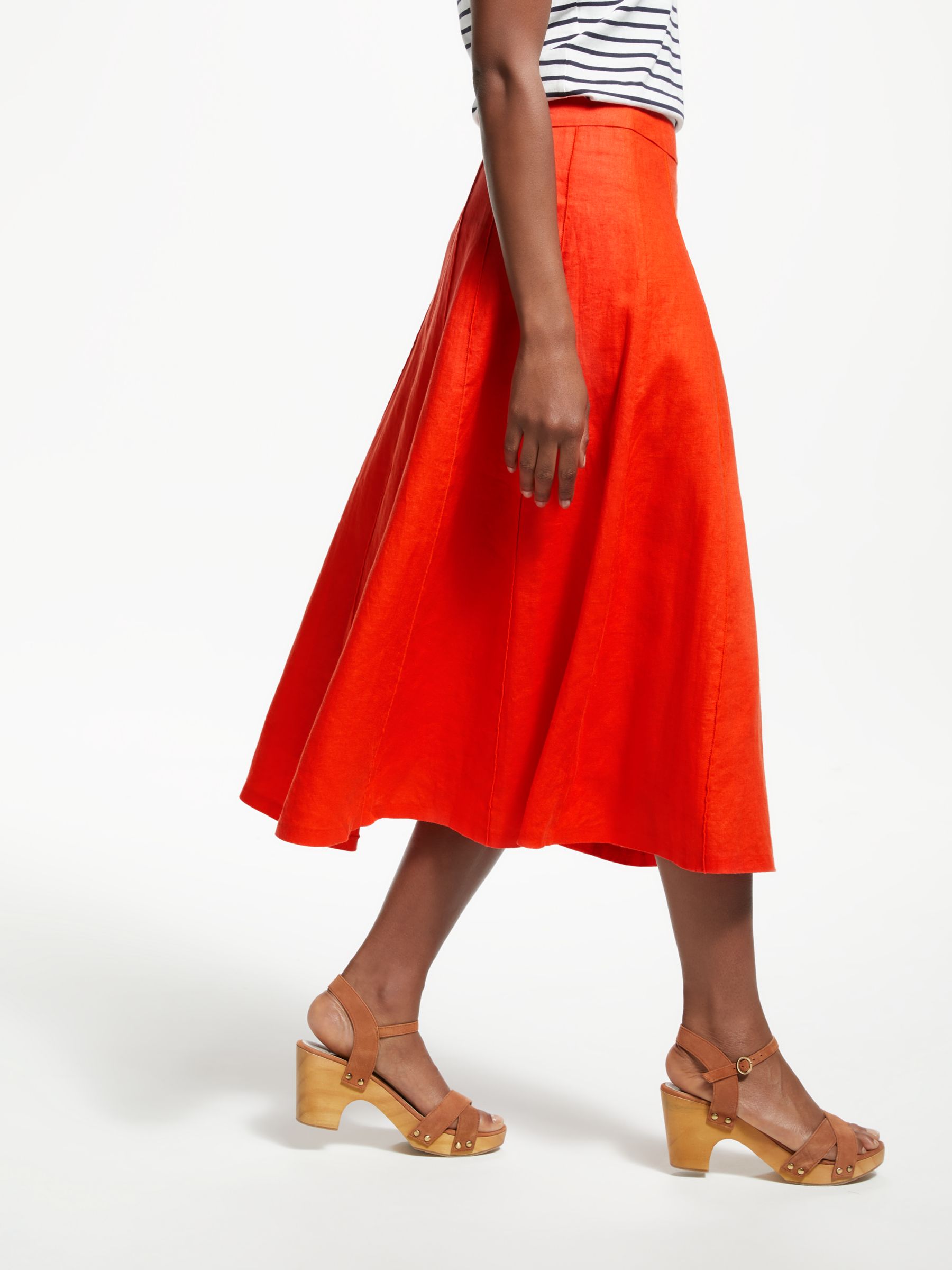 Boden Laurie Linen Skirt | Blood Orange at John Lewis & Partners