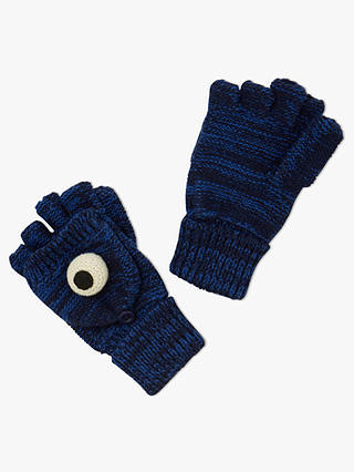 John Lewis & Partners Girls' Monster Flip Top Gloves, Blue