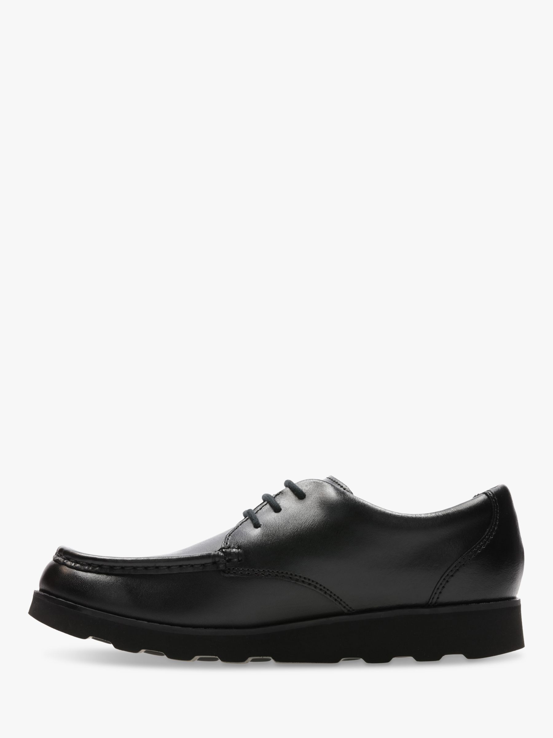 Clarks Children's Crown Tate Leather Shoes, Black