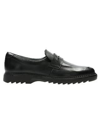 Clarks Children's Asher Stride Slip-On Shoes, Black Leather