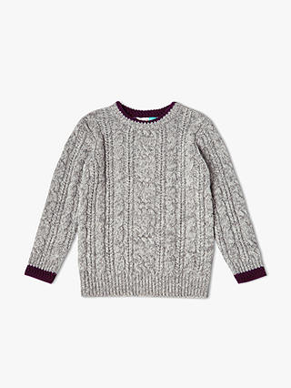 John Lewis & Partners Boys' Cable Knit Jumper, Grey