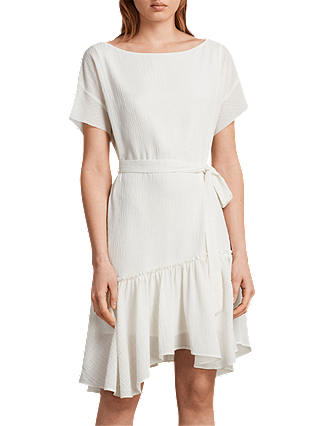 AllSaints Sara Textured Dress, Chalk White