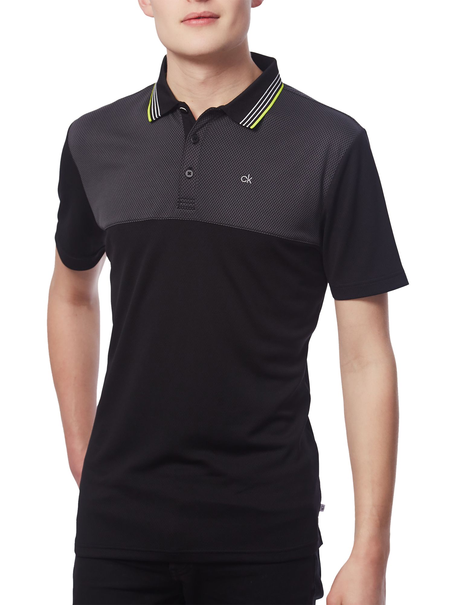 Calvin Klein Golf 39th Street Polo Shirt, Black/Lime