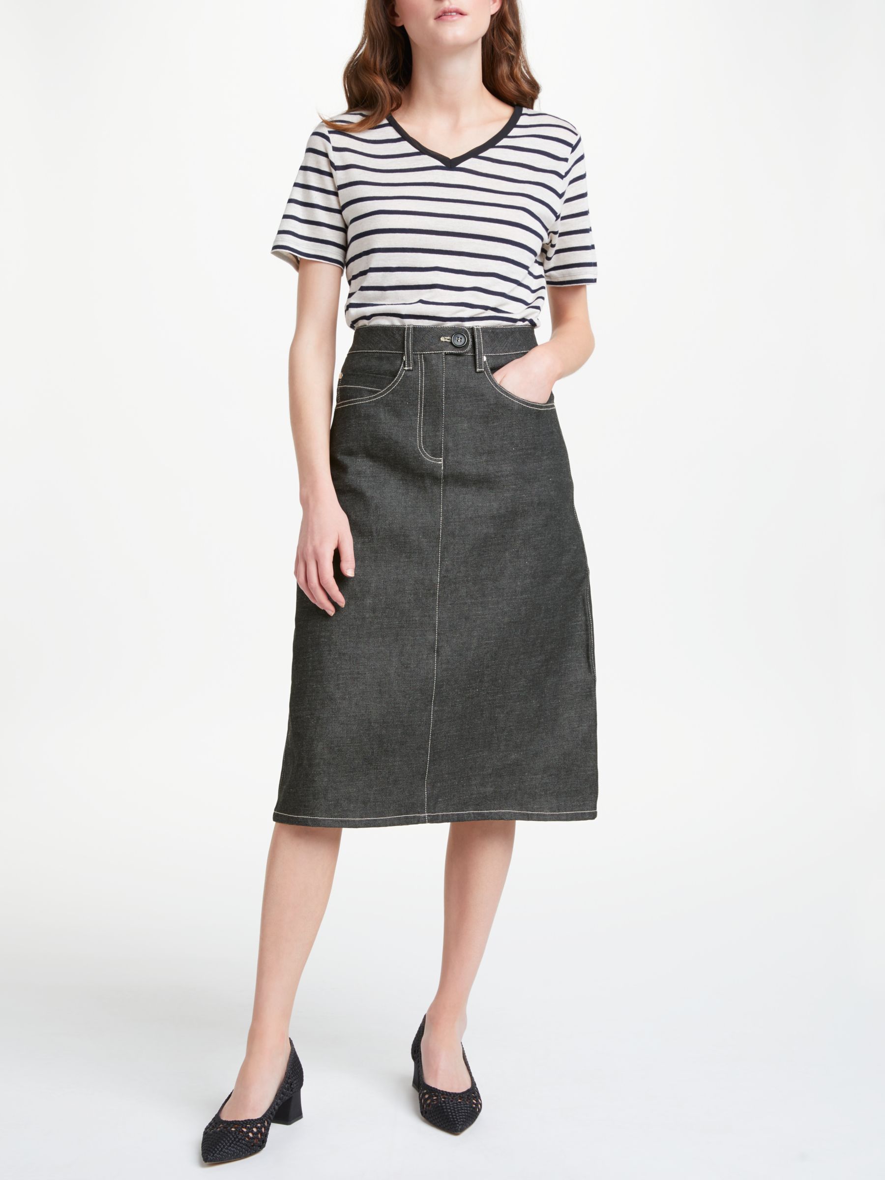 Finery Gemma Denim Skirt, Black