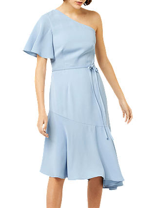 Warehouse One Shoulder Asymmetric Dress, Light Blue