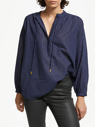 AND/OR Pipa Lurex Stripe Top, Blue/Gold