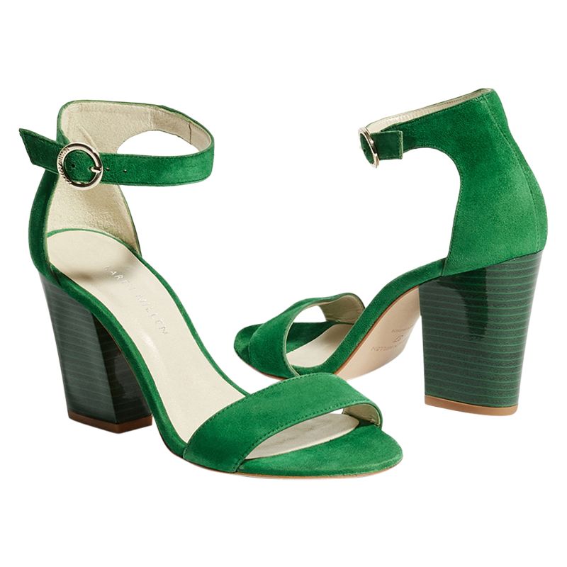 block heel green shoes