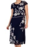 Chesca Embroidered Lily Layer Dress, Navy