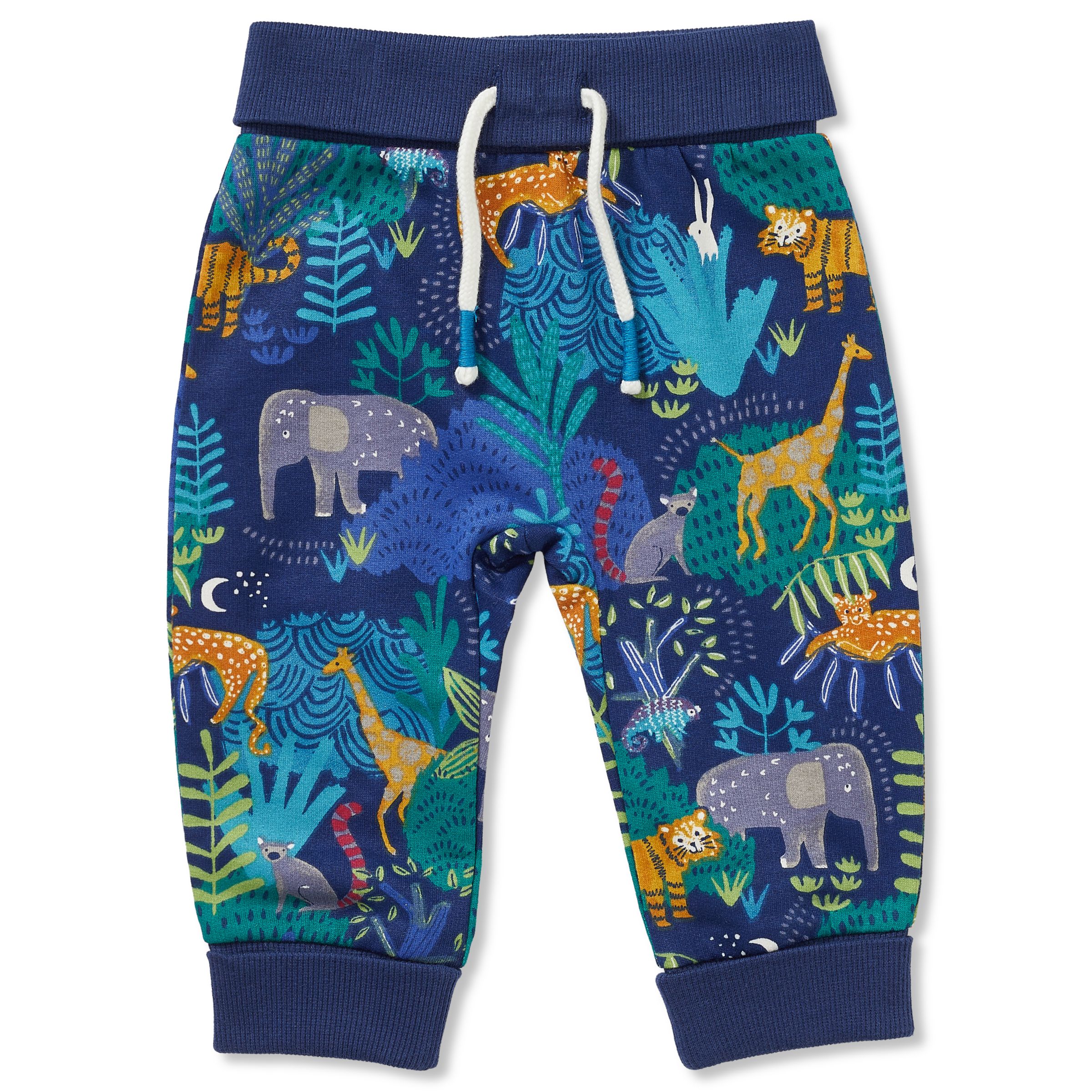 John Lewis & Partners Baby GOTS Organic Cotton Jungle Joggers, Multi