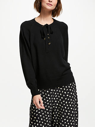 Somerset by Alice Temperley Lace Up Jumper, Black