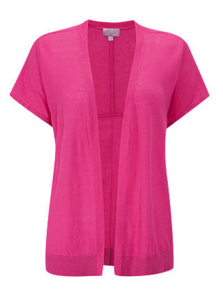 Pure Collection Linen Relaxed Cardigan, Hot Pink