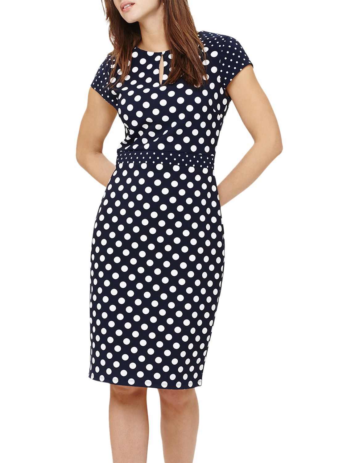 navy dress with white spots