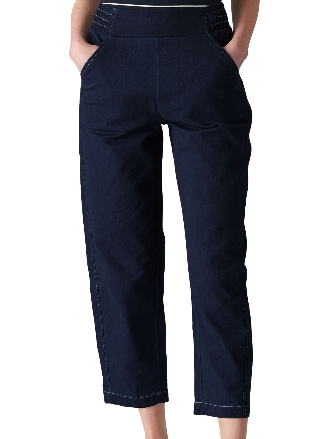 Whistles Lightweight Barrel Leg Trousers, Denim at John Lewis & Partners