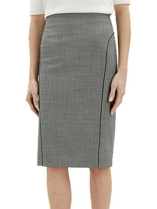 Jaeger Birdseye Piped Pencil Skirt, Charcoal