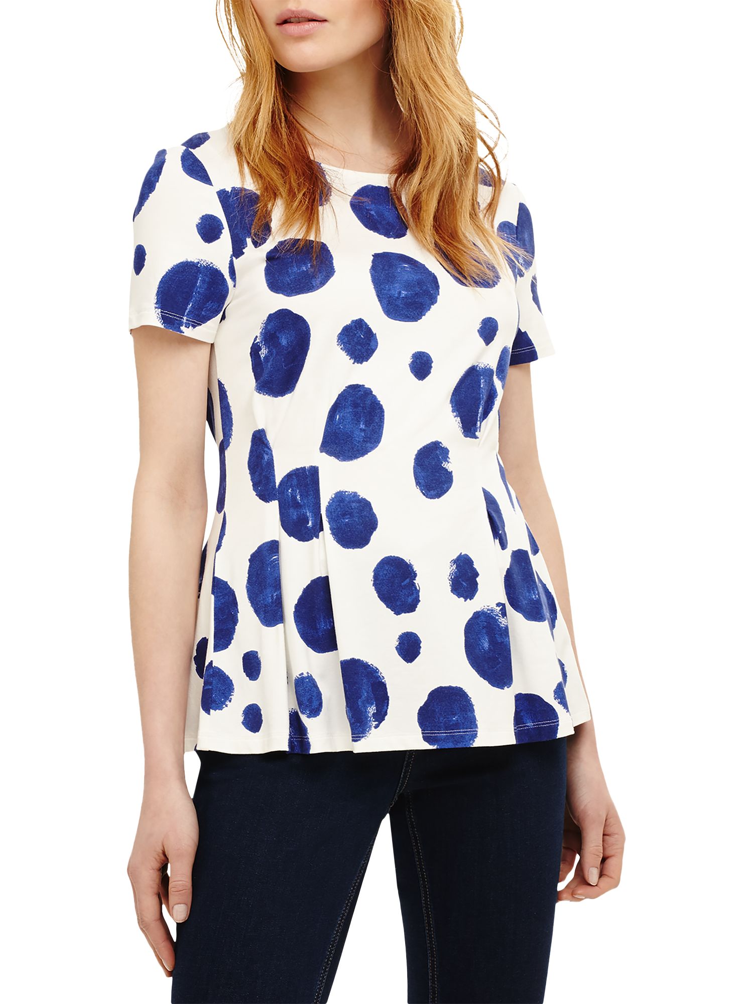 Phase Eight Eualia Spot Print Top, Azure/White