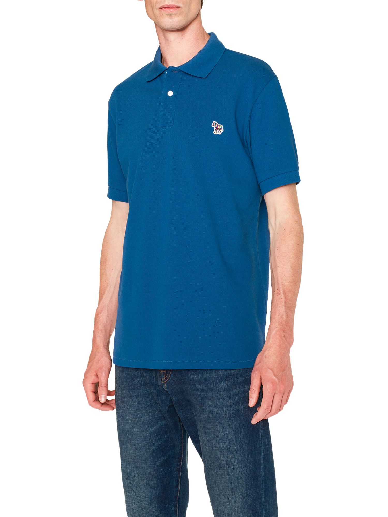 PS Paul Smith Organic Cotton Pique Zebra Polo Shirt, Blue