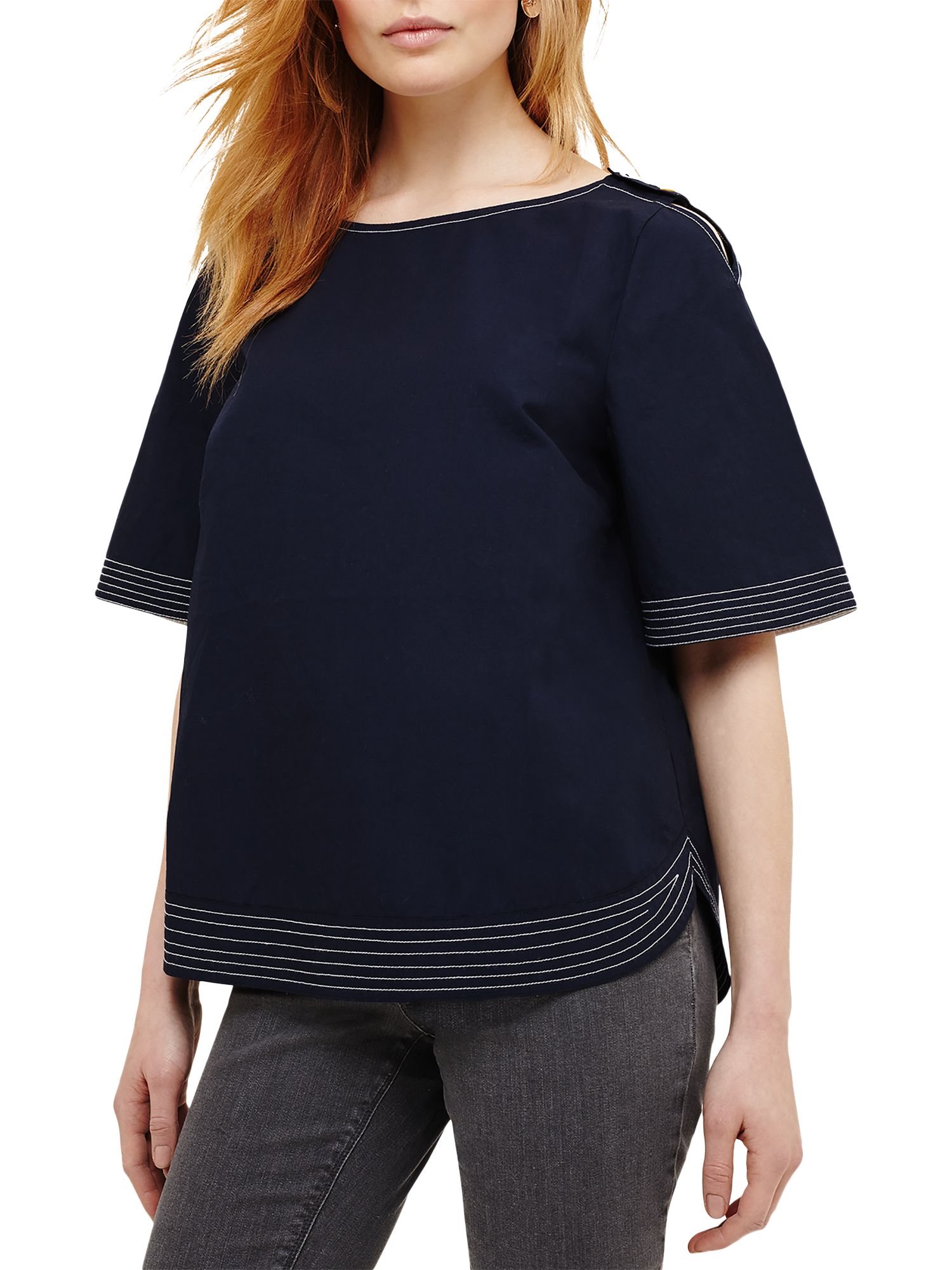 Phase Eight Hanna Button Blouse, Pitch Blue